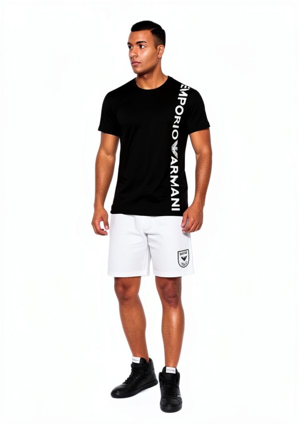 Emporio Armani T-Shirt col rond Homme Logoband Noir & Vert Thyme S-XL-5
