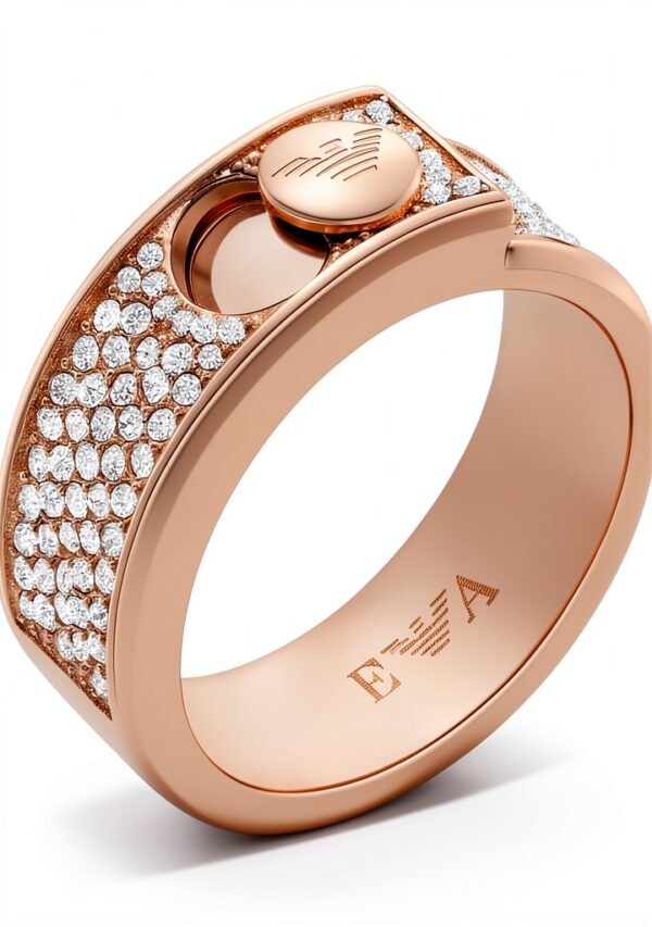 Bague Emporio Armani acier inoxydable doré rose taille 5,5 EGS3092221-0