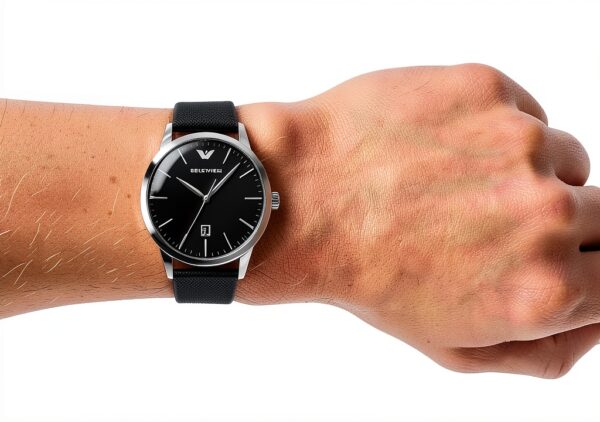 Emporio Armani Montre homme 43mm acier inoxydable bracelet cuir-4