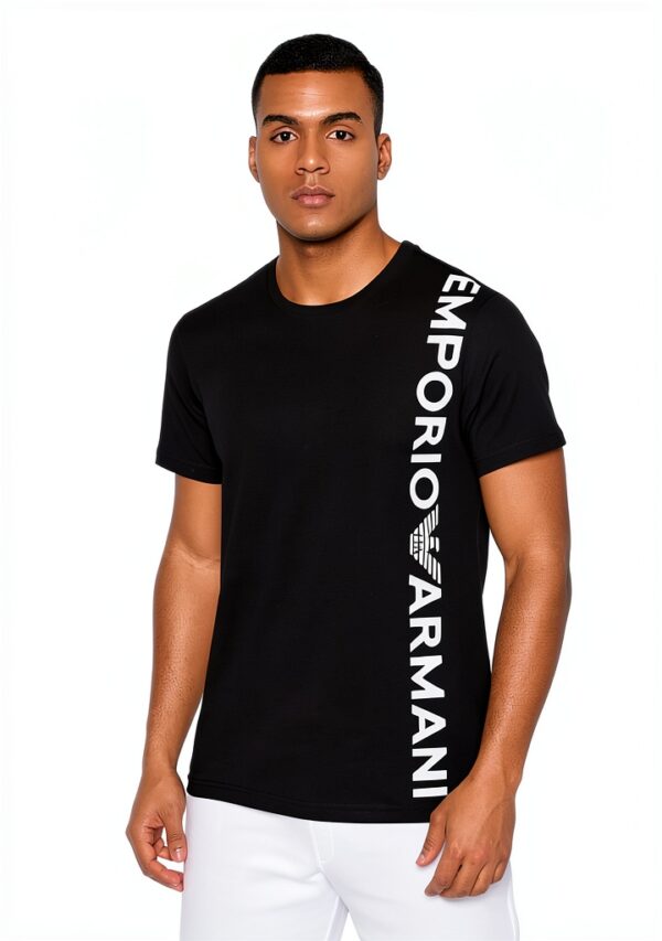 Emporio Armani T-Shirt col rond Homme Logoband Noir & Vert Thyme S-XL-4