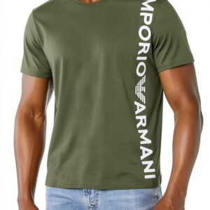Emporio Armani T-Shirt col rond Homme Logoband Noir & Vert Thyme S-XL-0