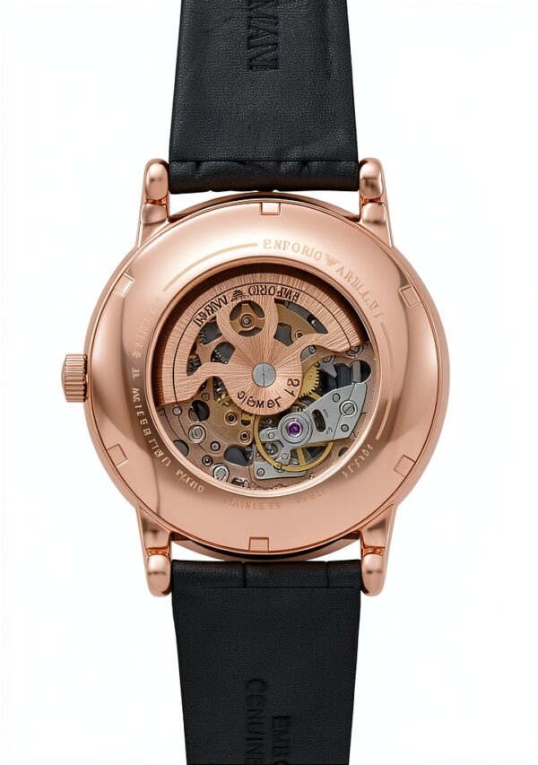 Montre Emporio Armani homme automatique, boîtier acier rose 43mm,-2
