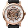 Montre Emporio Armani homme automatique, boîtier acier rose 43mm,-0